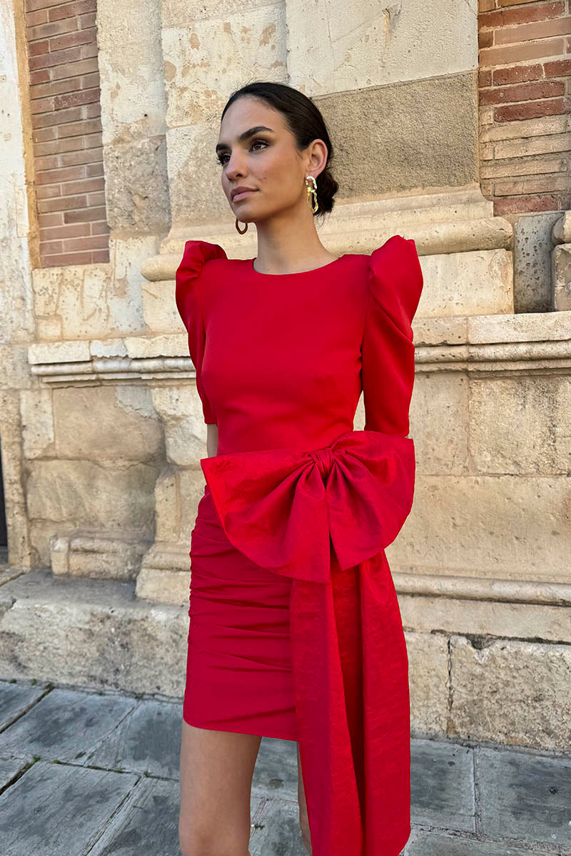 Vestido mini rojo lazo