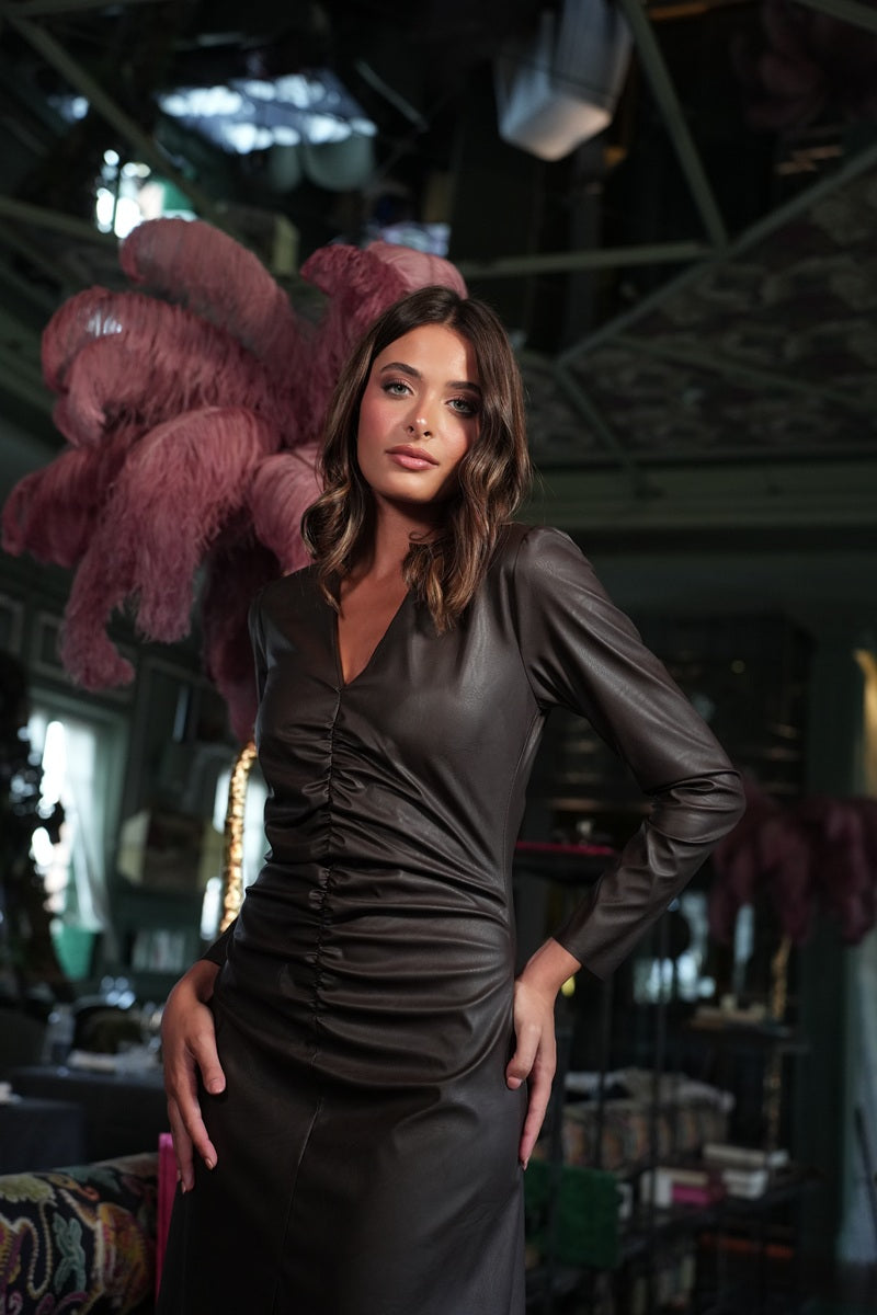 Vestido efecto piel drapeado