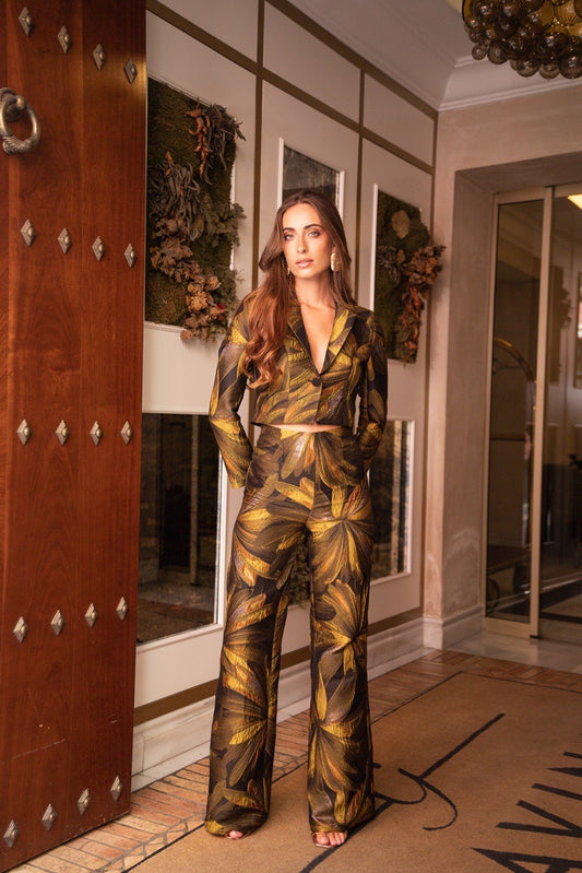 Pantalón jacquard recto