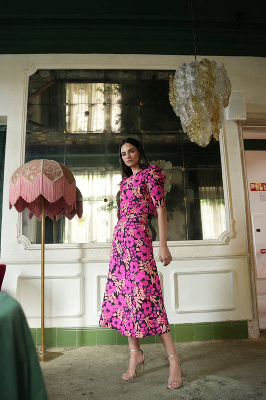 Conjunto top falda estampado jacquard