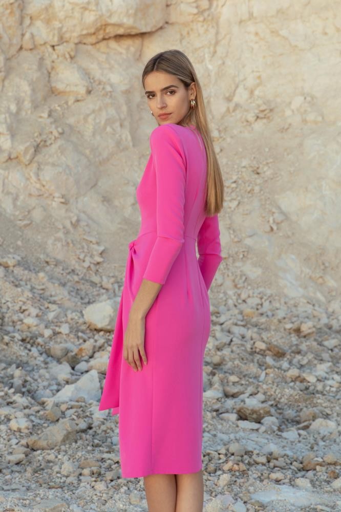 VESTIDO FUCSIA LAZADA NUDO