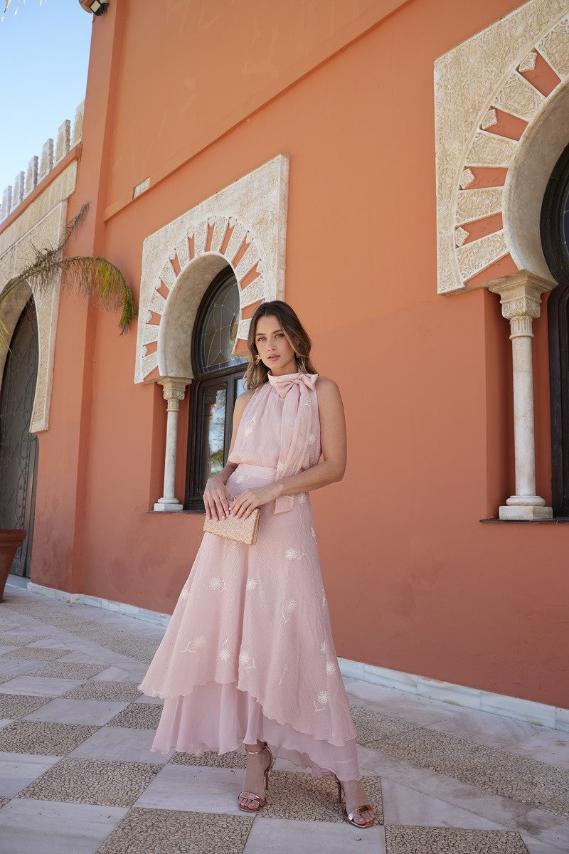 Conjunto voile bordado nude
