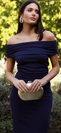 Vestido escote halter marino