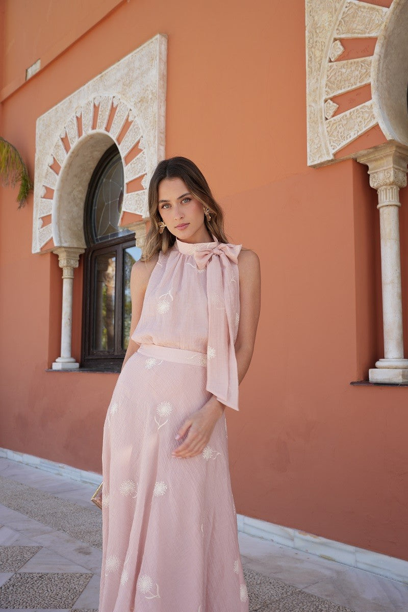 Conjunto voile bordado nude
