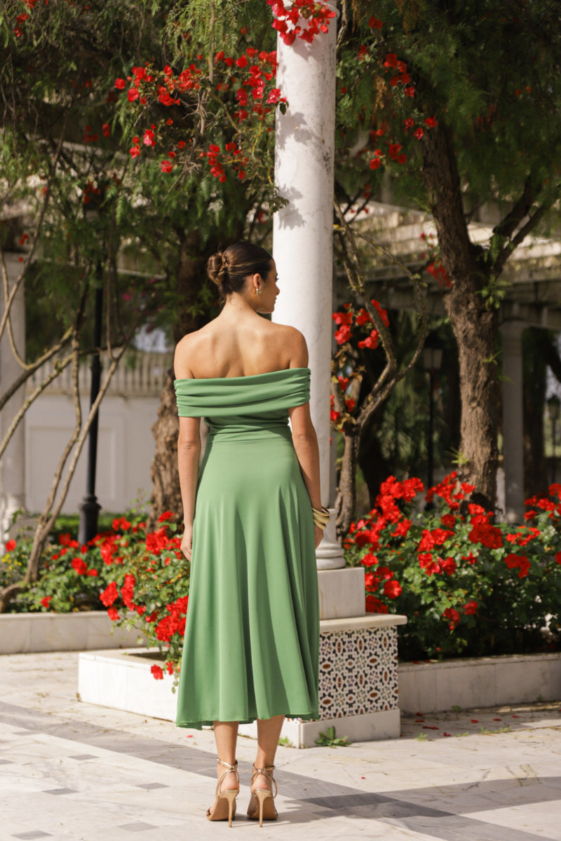 Vestido punto musgo escote bañera