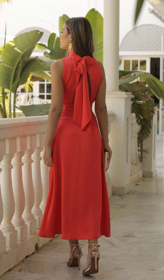 VESTIDO CORAL ESCOTE ESPALDA