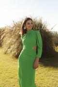 VESTIDO RECTO VERDE CUT-OUT