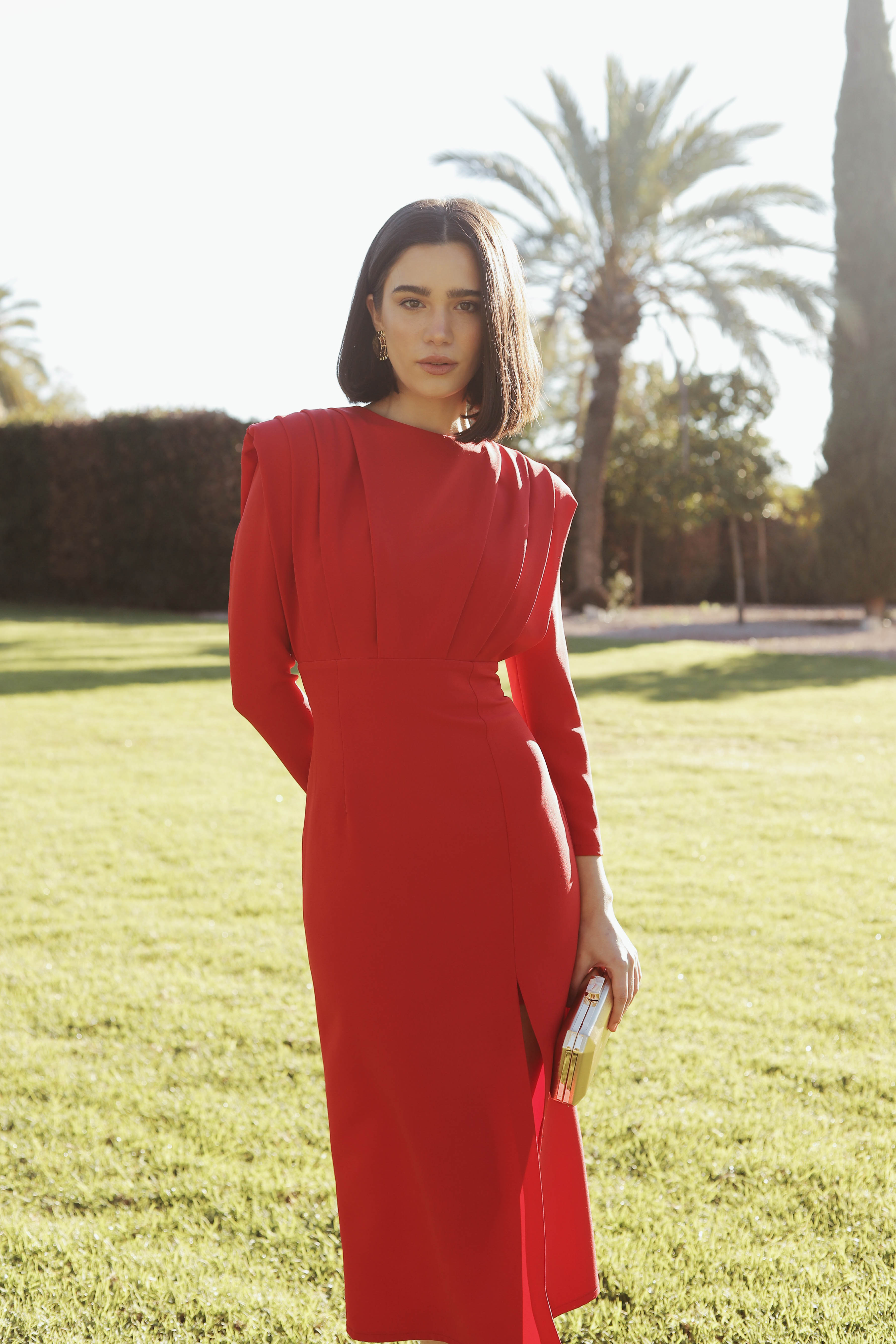 VESTIDO ROJO PLIEGUES