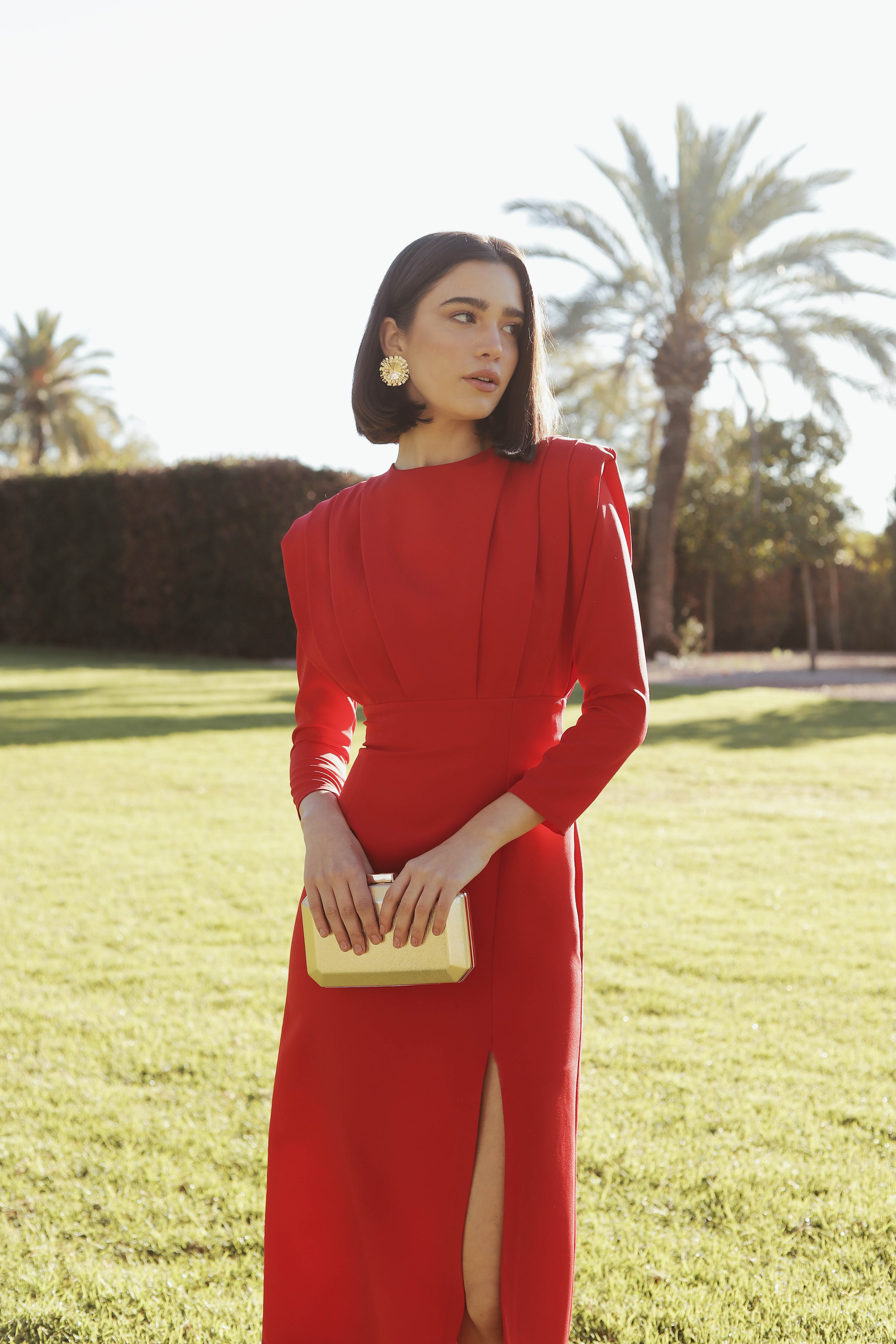 VESTIDO ROJO PLIEGUES