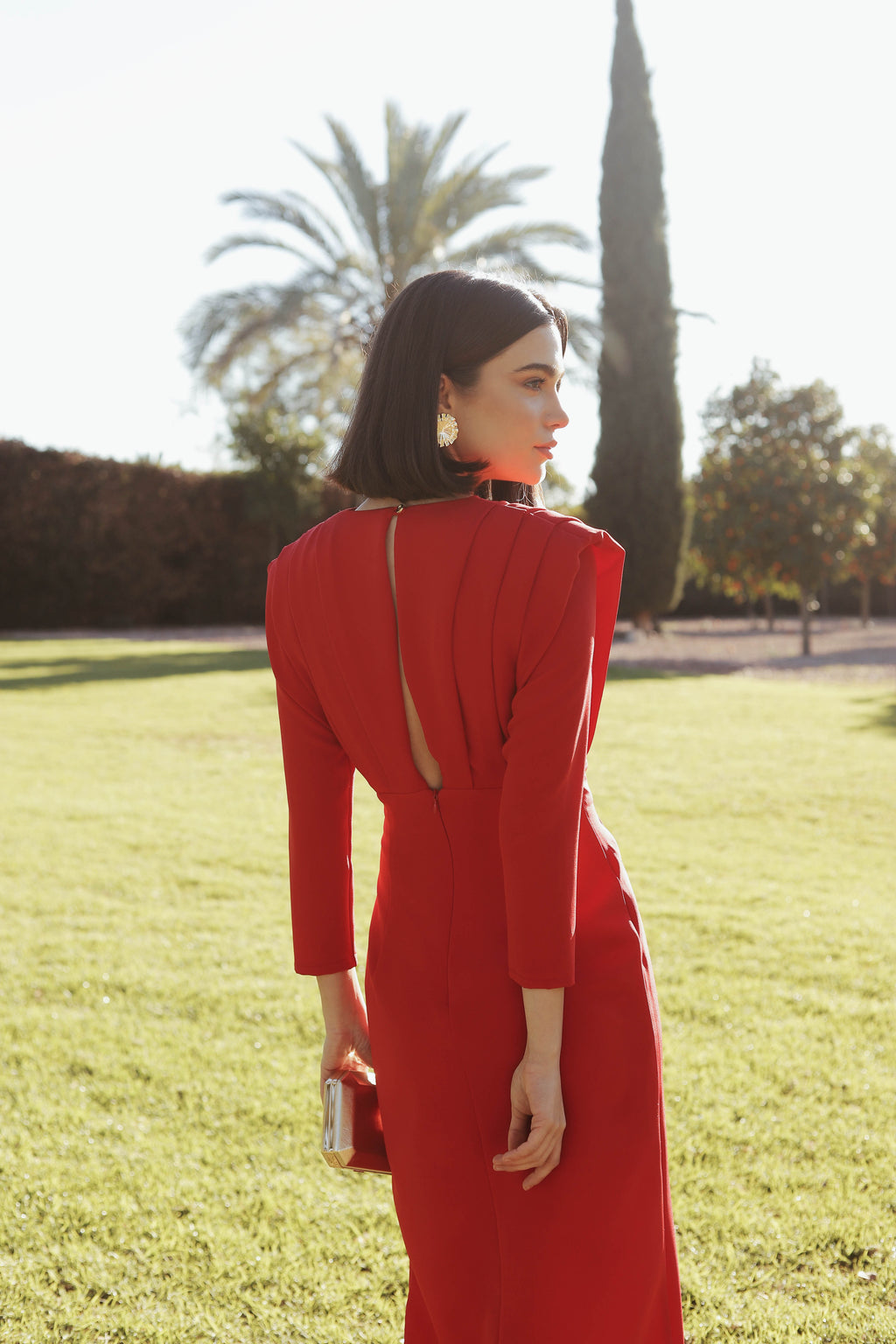 VESTIDO ROJO PLIEGUES
