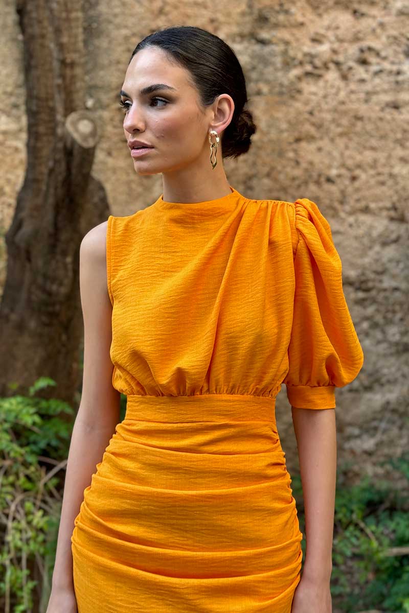 Vestido lino mandarina