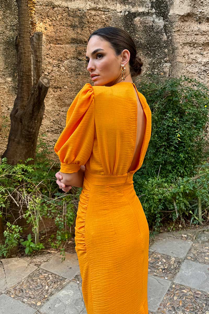 Vestido lino mandarina