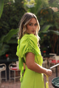 Vestido lima manga abullonada