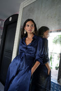 Vestido MARINO raso camisero abotonado
