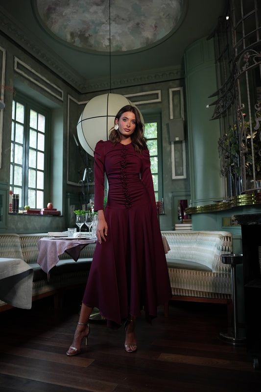 Vestido franela liso bajo picos