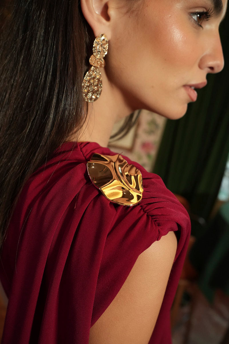 Vestido punto hebilla dorada lazo