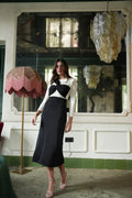 Vestido B/N nudo escote