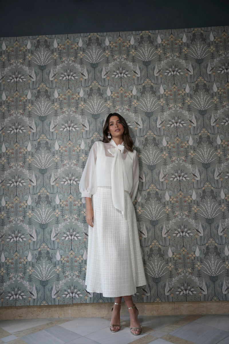 Vestido chanel con blusa gasa