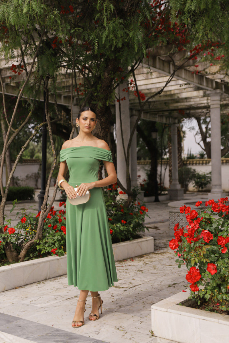 Vestido punto musgo escote bañera