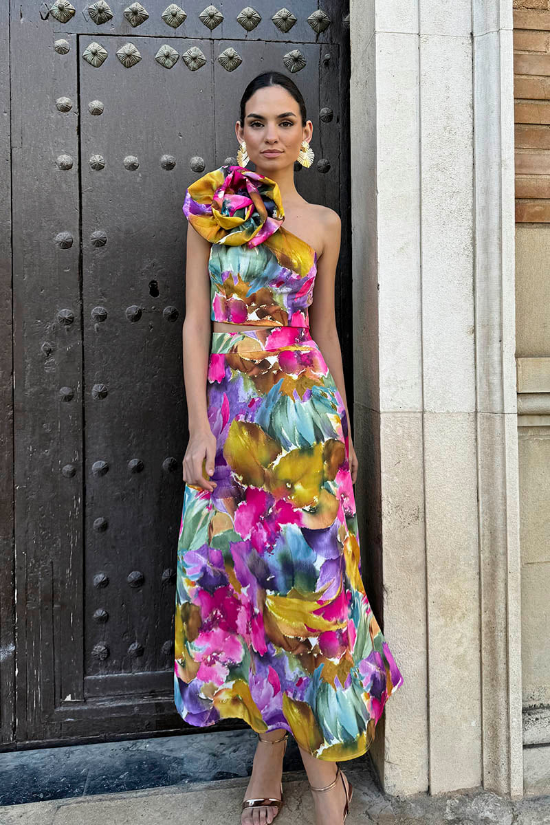 Conjunto top falda estampado flor