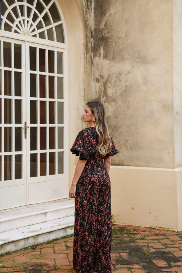 Conjunto flores top volante