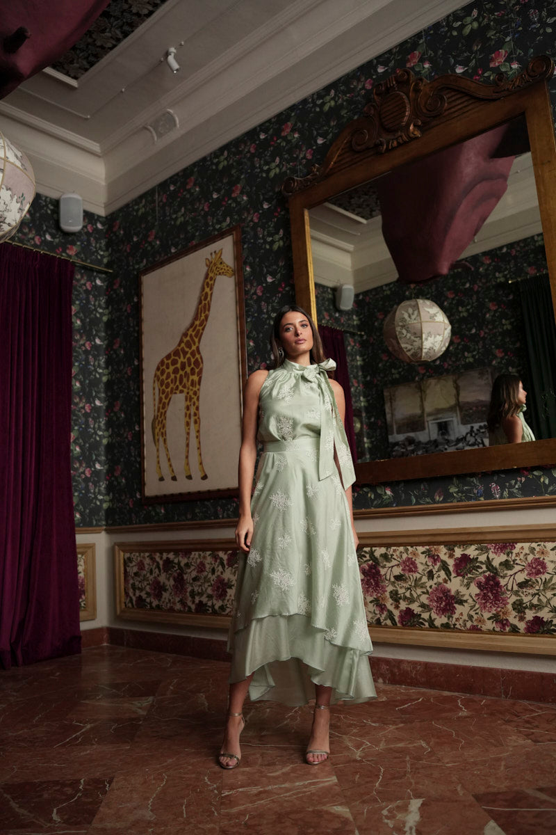 Conjunto voile bordado verde