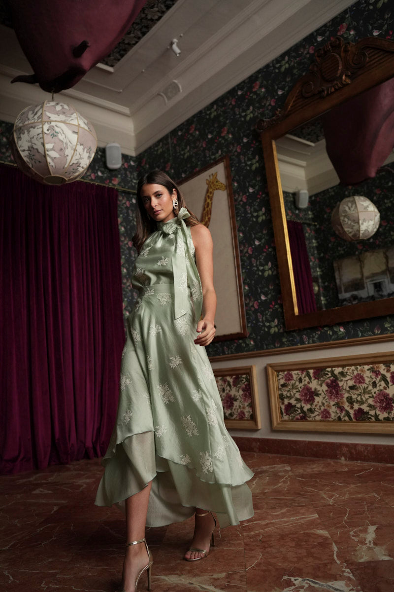 Conjunto voile bordado verde