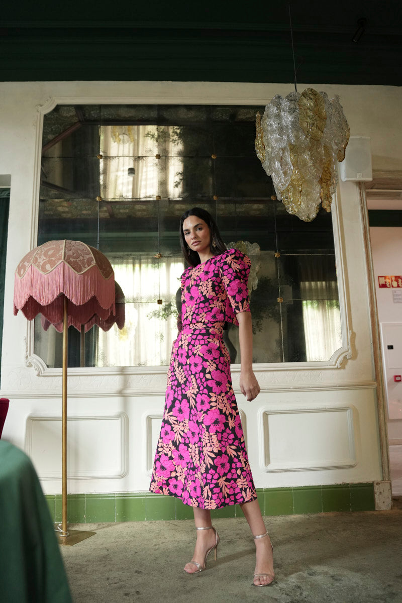 Conjunto top falda estampado jacquard