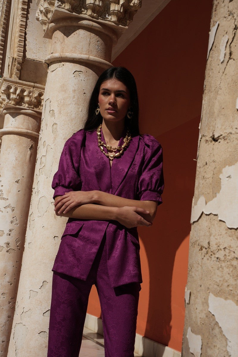 Traje jacquard chaqueta botón