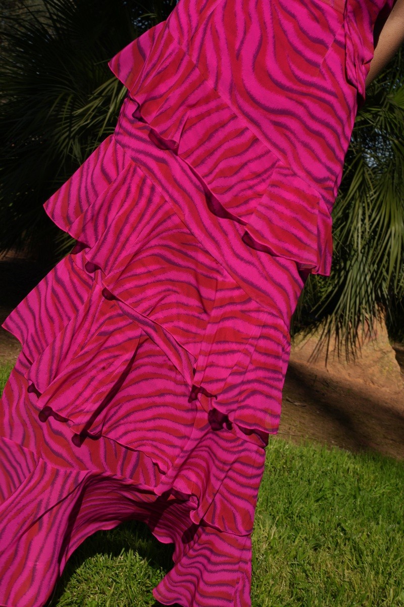 Conjunto animal fuxia falda volantes