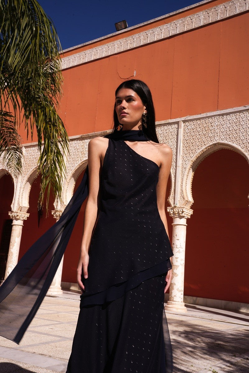 Conjunto Noche plumetti top falda marino