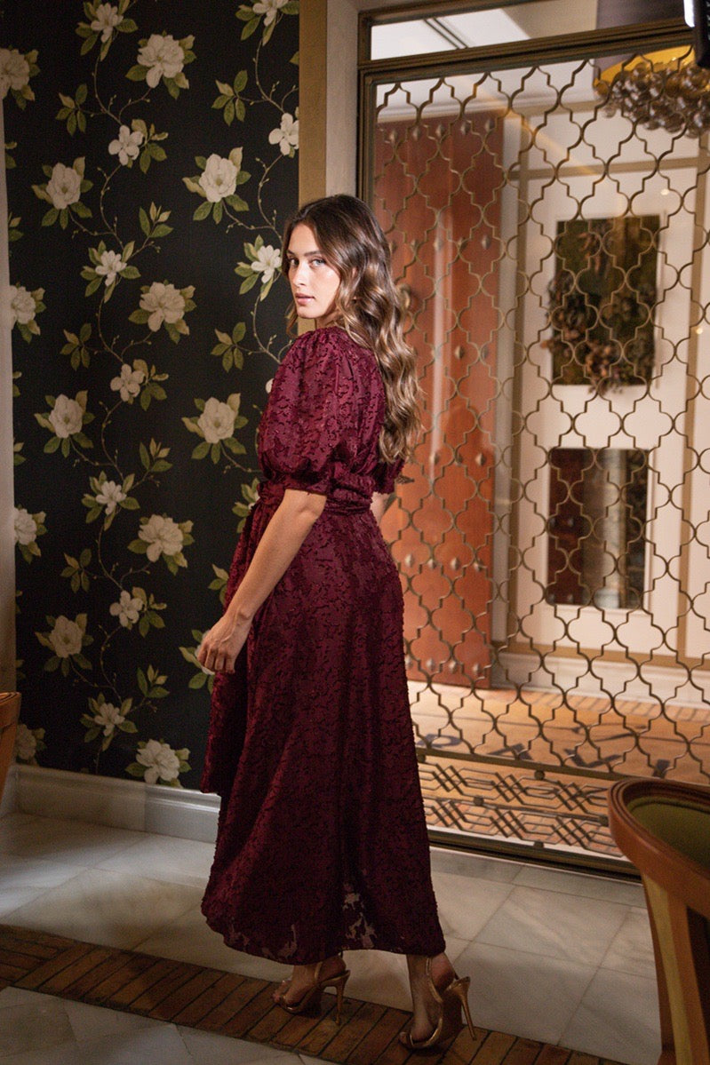 Vestido cruzado gasa devorada