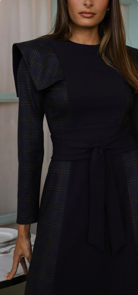 Vestido cuadros bicolor