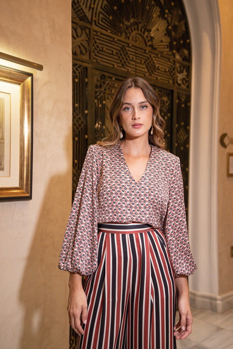 Blusa estampada raso bambula