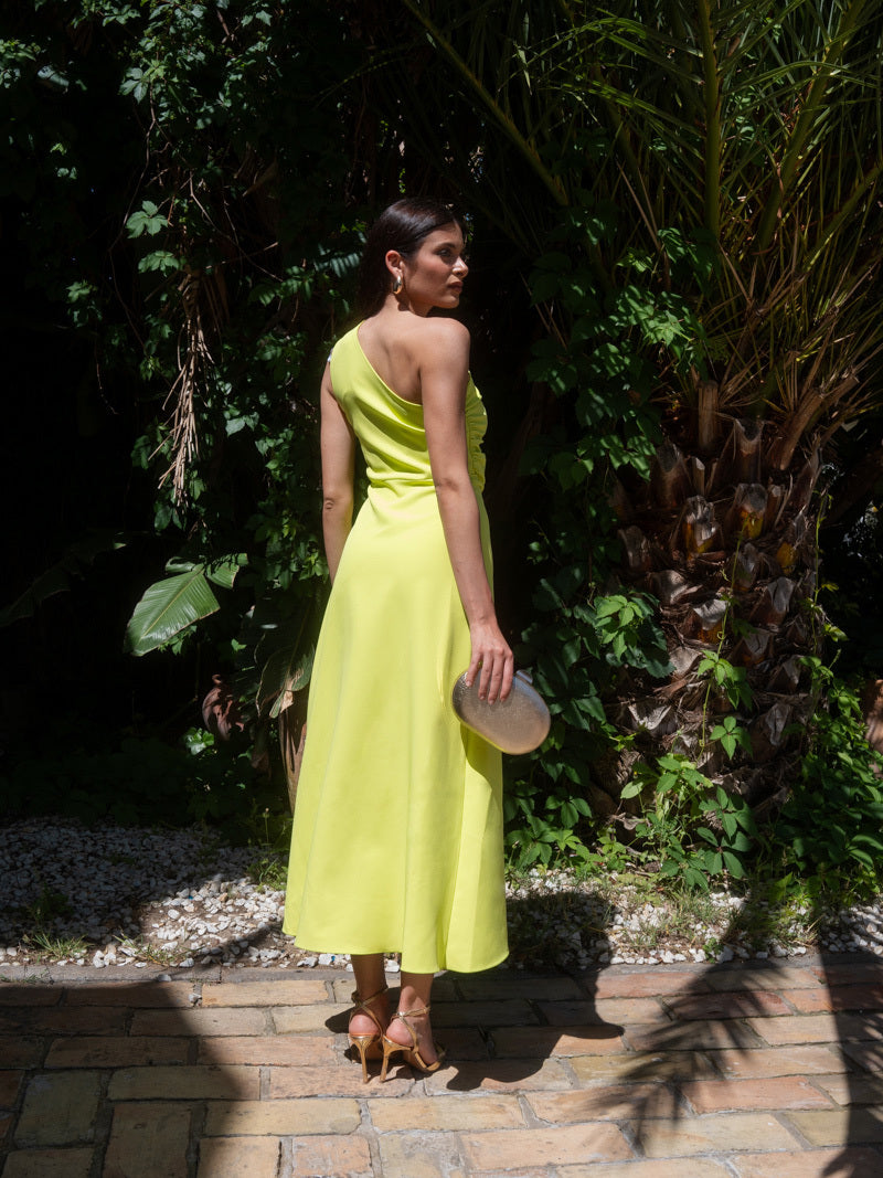 Vestido lima asimetrico flor