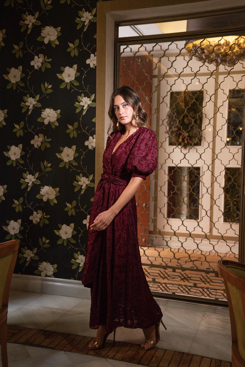 Vestido cruzado gasa devorada