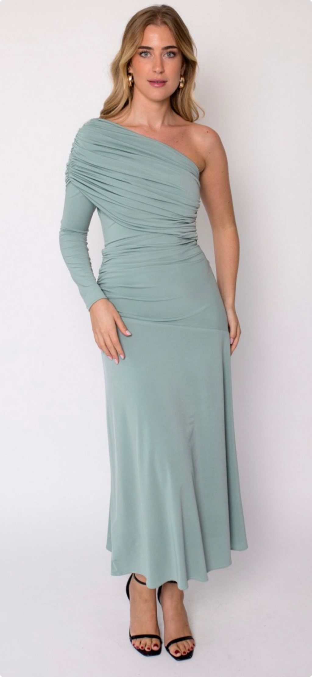 VESTIDO ASIMÉTRICO PUNTO FRUNCES