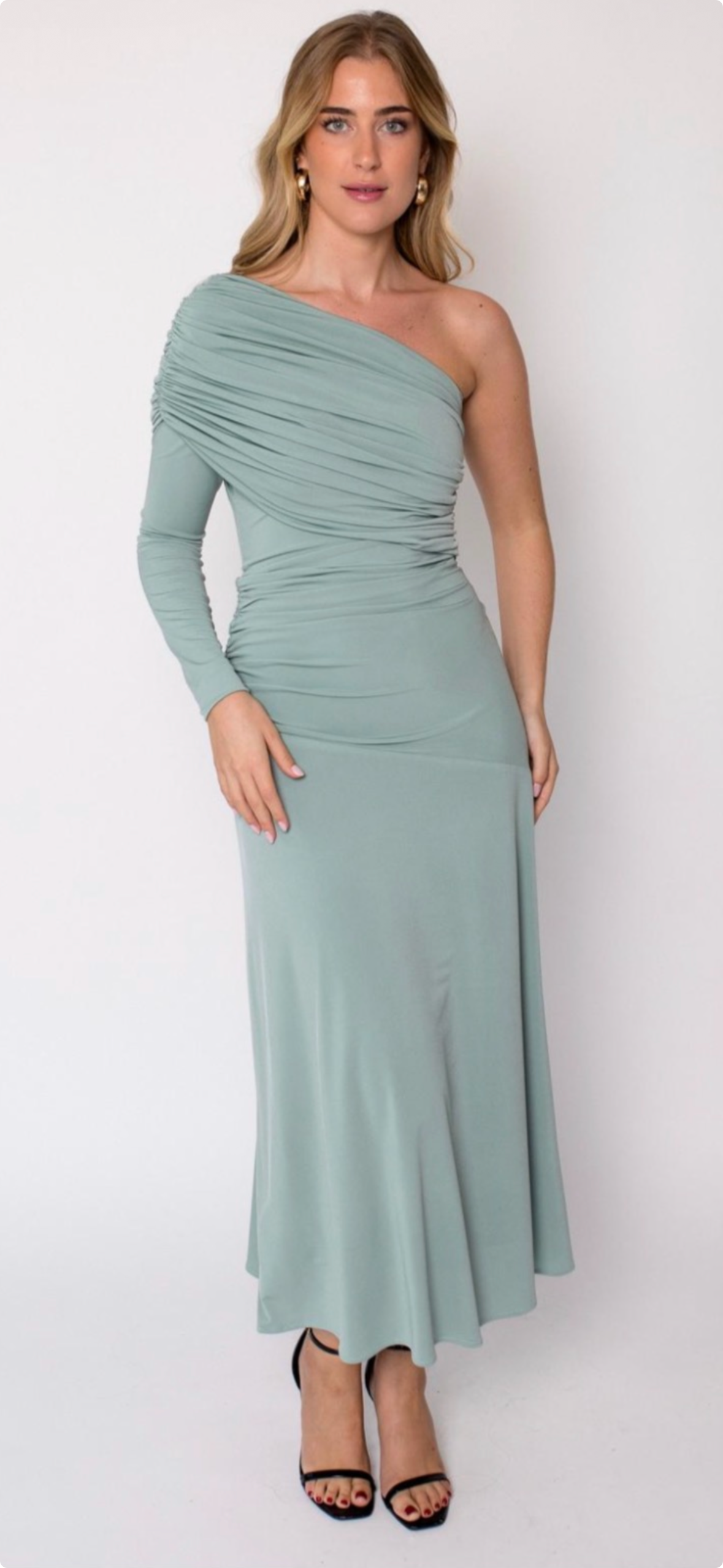 VESTIDO ASIMÉTRICO PUNTO FRUNCES