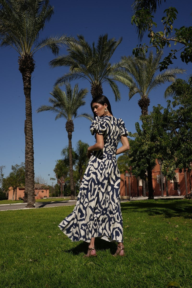 Vestido étnico marino escote V
