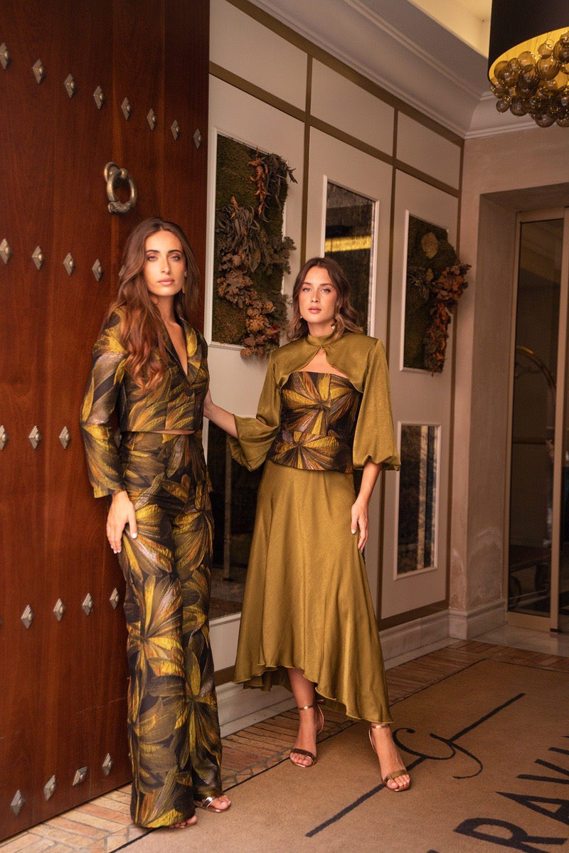 Pantalón jacquard recto