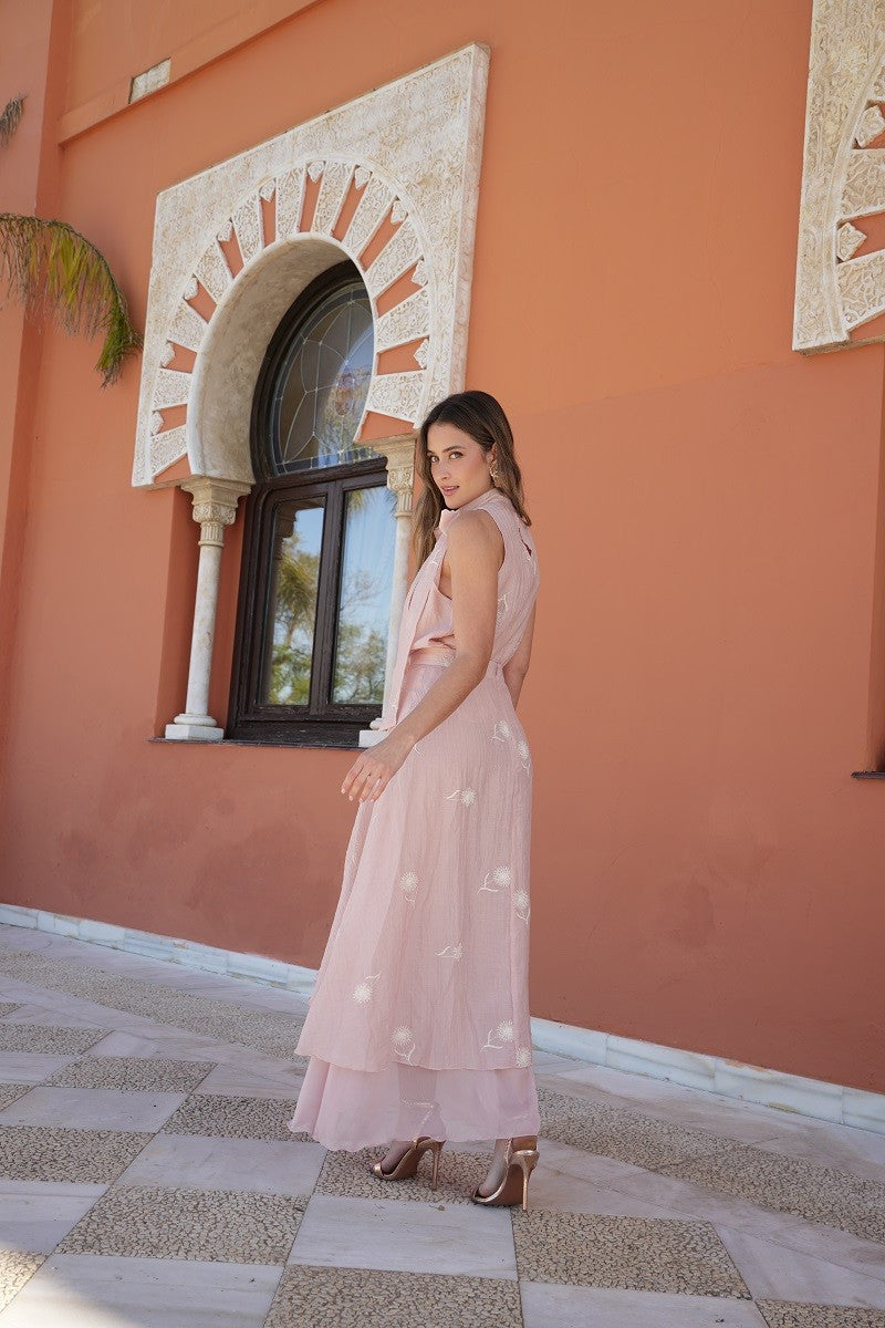 Conjunto voile bordado nude