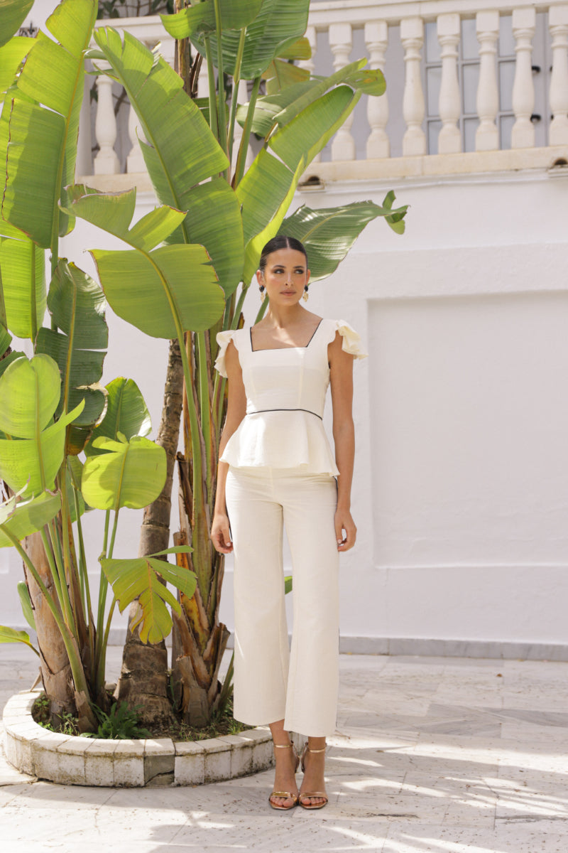Conjunto top pantalón loneta vivo