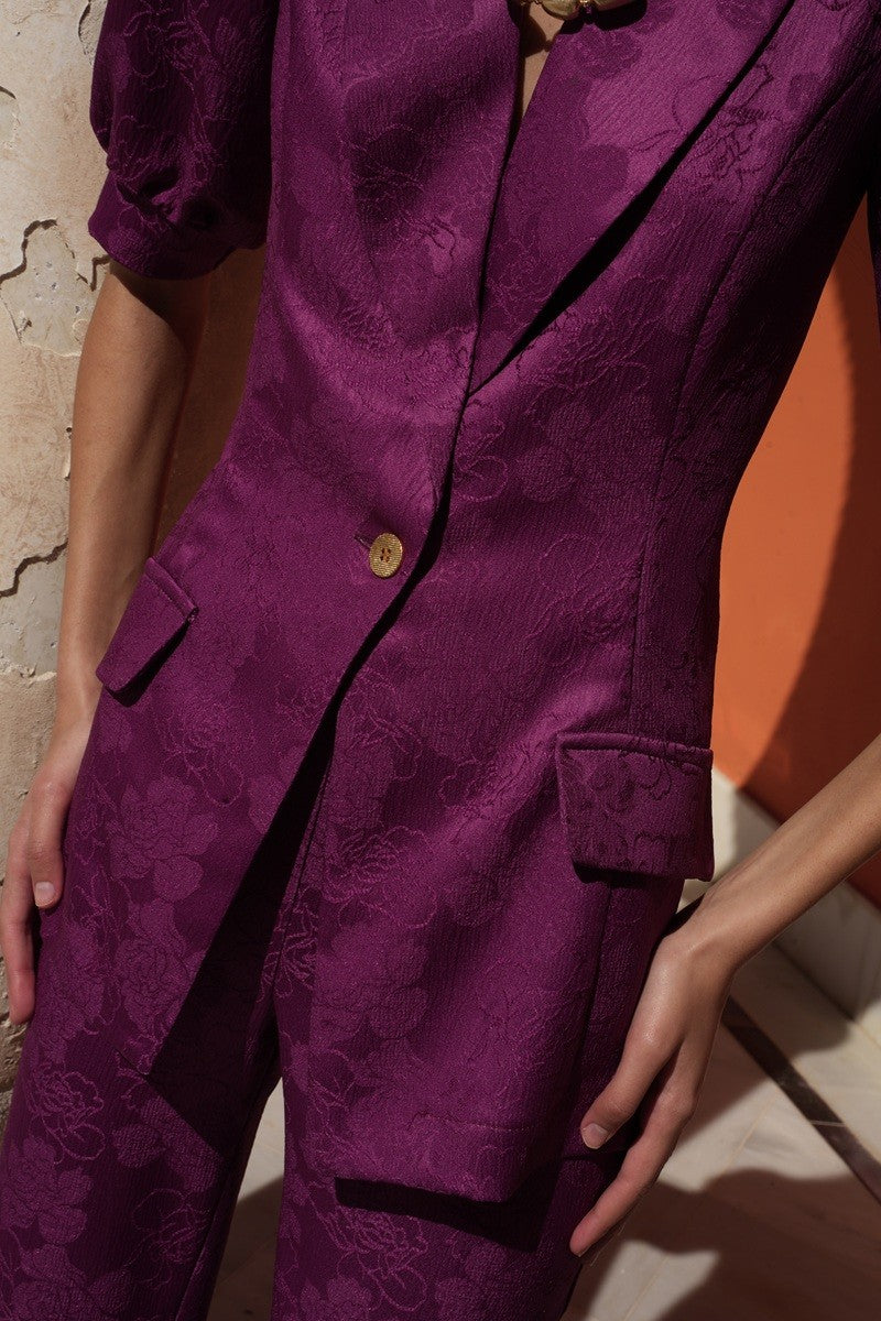 Traje jacquard chaqueta botón
