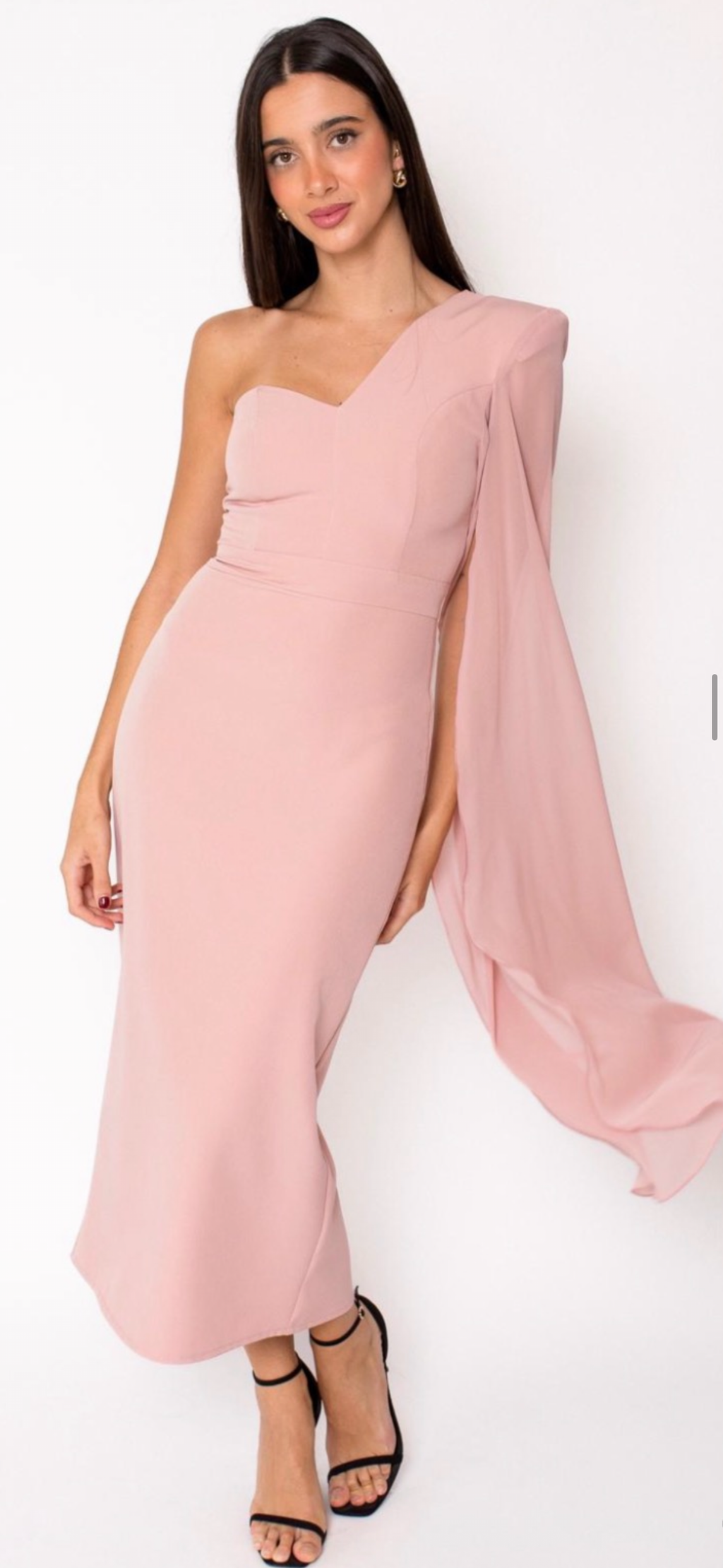 VESTIDO ASIMÉTRICO GASA MANGA