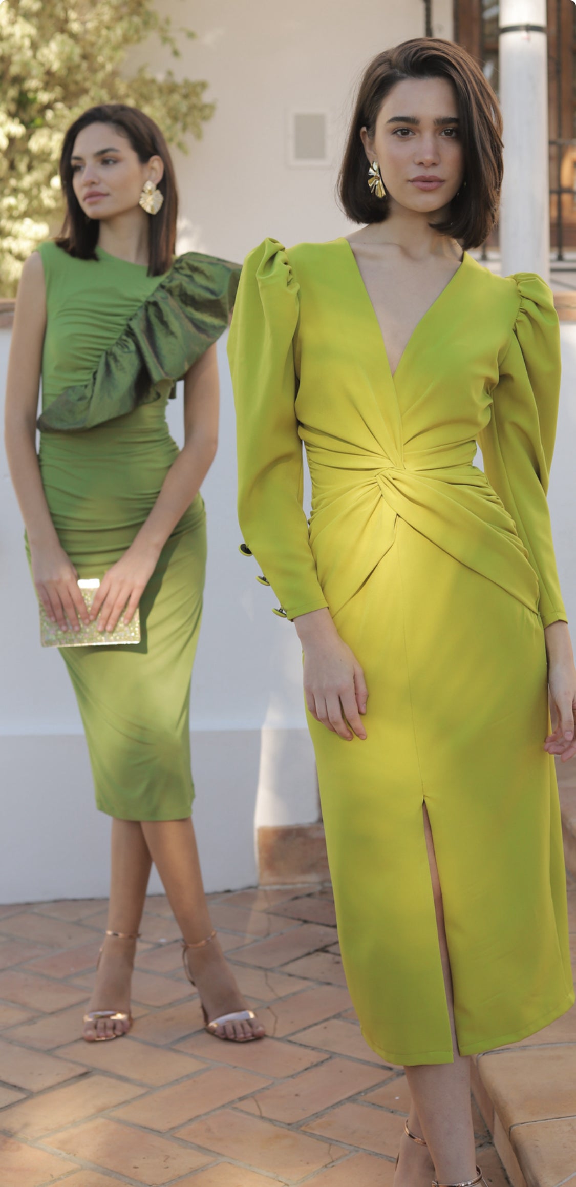 VESTIDO OLIVA NUDO DRAPEADO