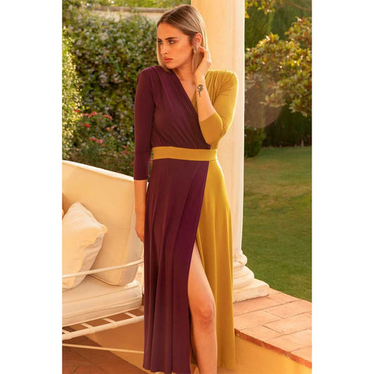 Vestido  Bicolor Morado Oliva