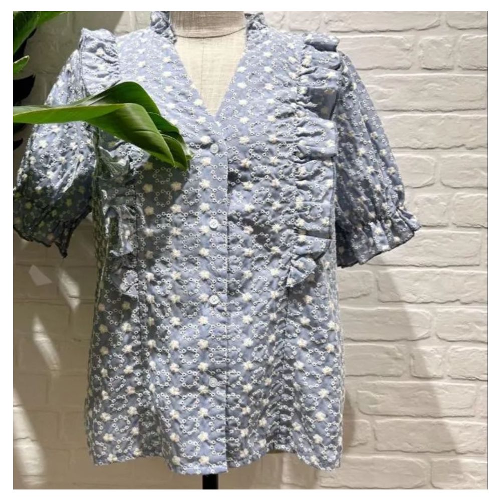 Blusa Azul Volantes