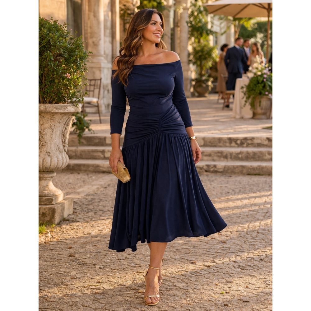 Vestido Marino Cadera Evase