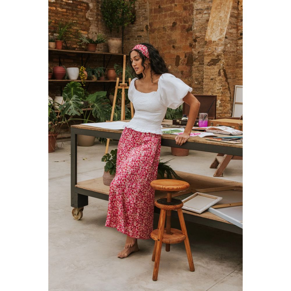 Falda Carla Amapolas Rosa