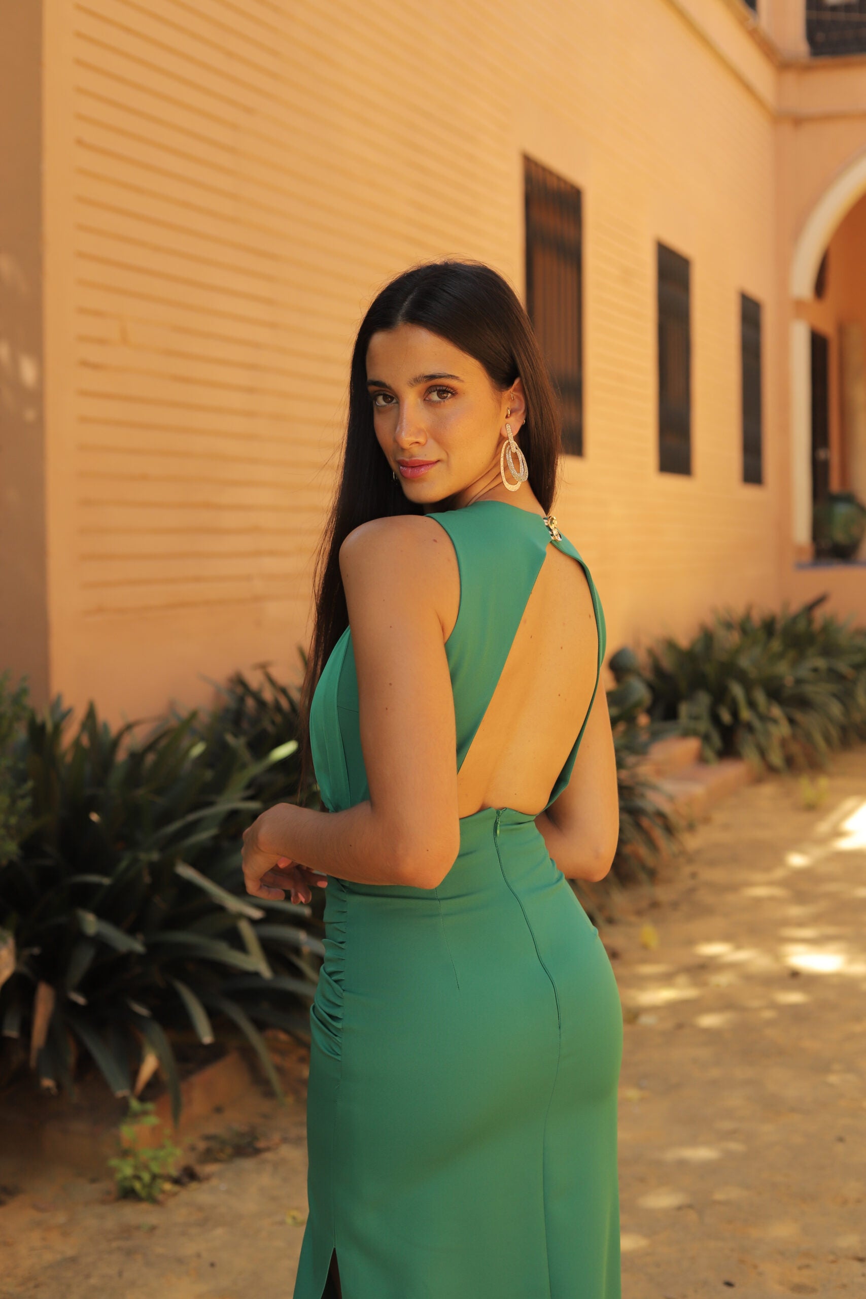 VESTIDO COMBINADO GASA VERDE